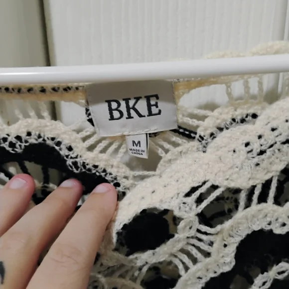 BKE Black and Cream Floral Crochet Sweater - Picture 2 of 2